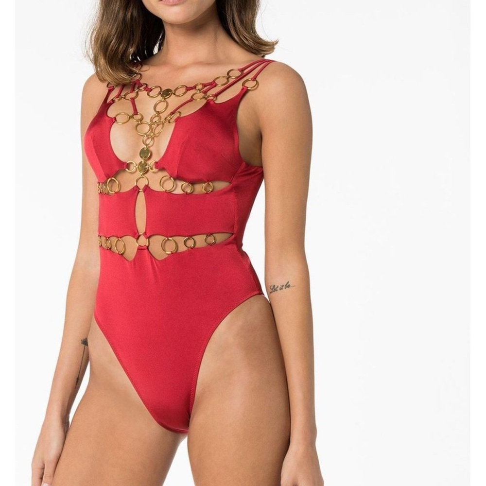 Agent Provocateur Davine Red One Piece Swimsuit Size designer 4